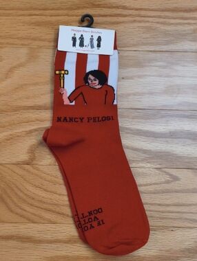 Maggie Stern Stitches Nancy Pelosi Red Crew Socks NWT